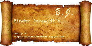 Binder Jeremiás névjegykártya